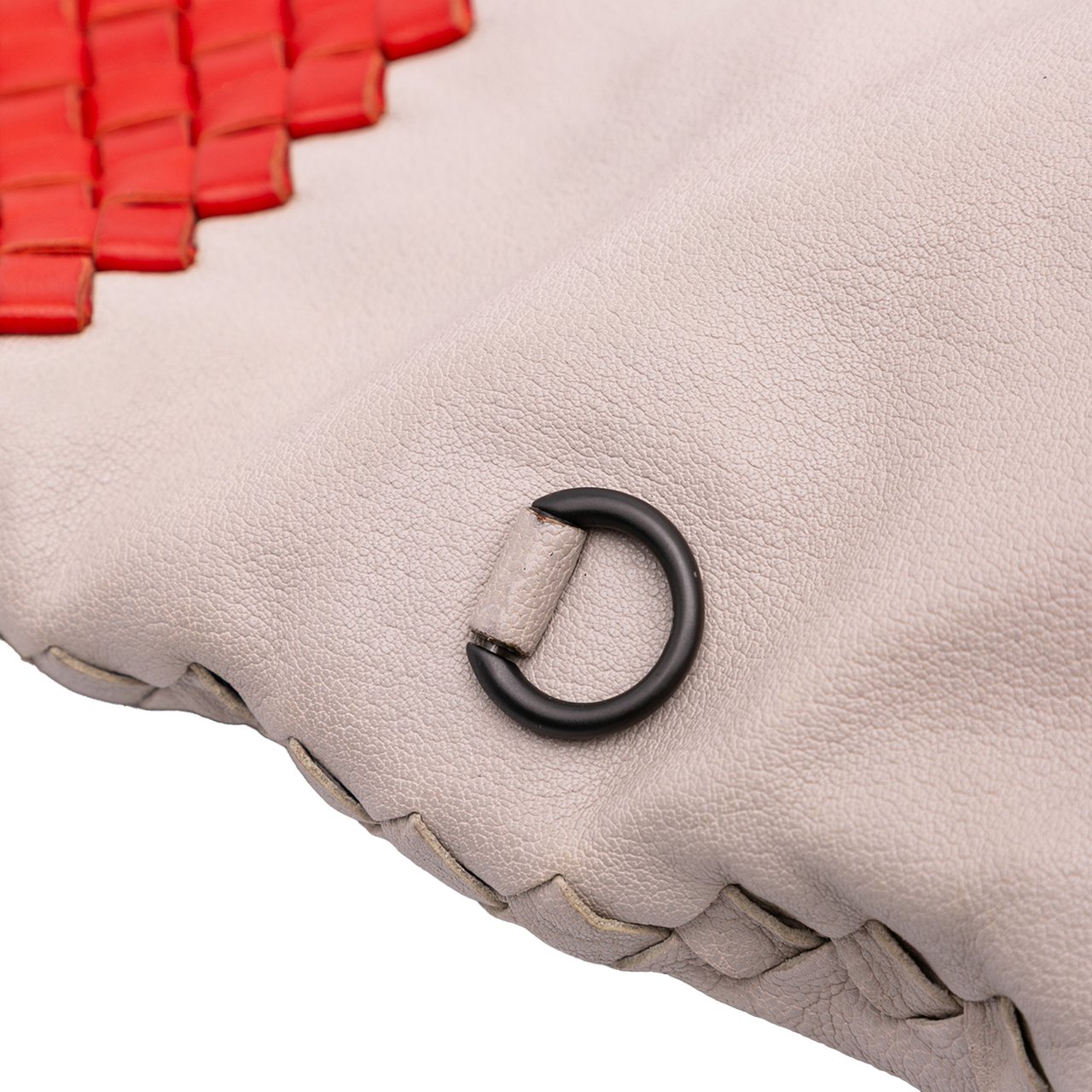 Bottega Veneta Intrecciato Trimmed Bicolor Nappa Satchel Grijs