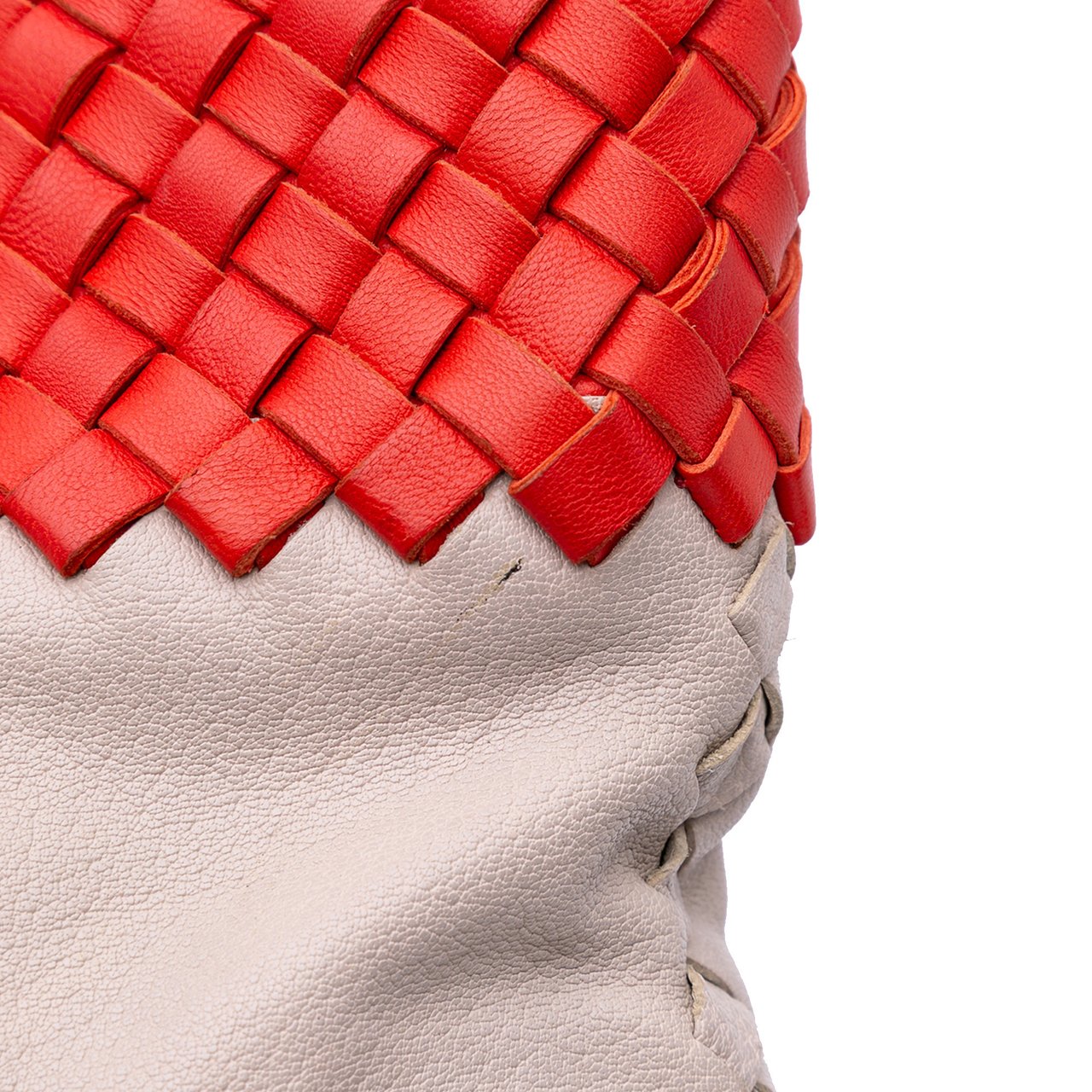 Bottega Veneta Intrecciato Trimmed Bicolor Nappa Satchel Grijs