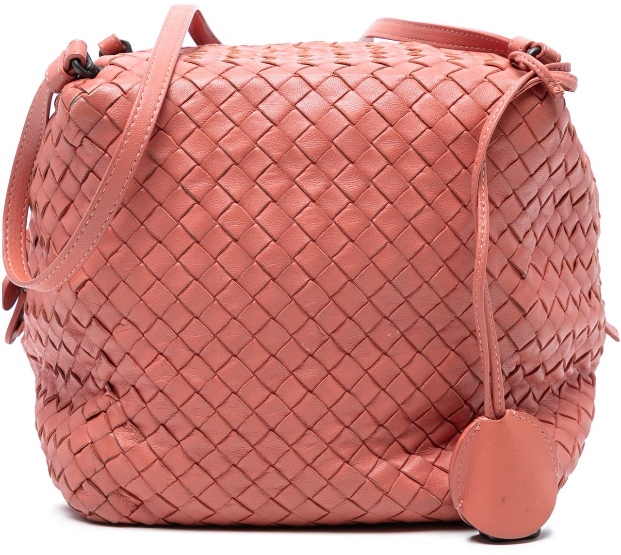 Bottega Veneta Nappa Intrecciato Cube Crossbody Roze