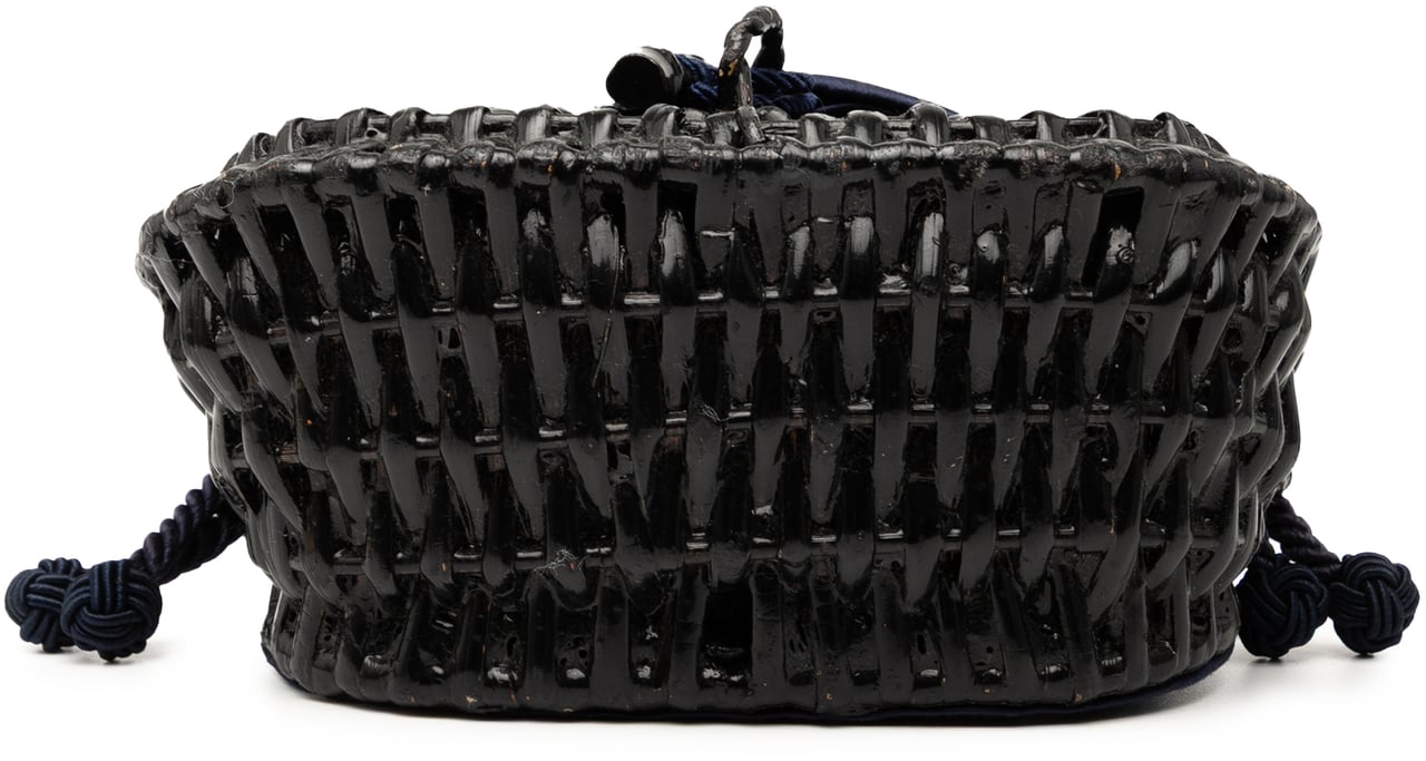 Bottega Veneta Satin Intrecciato and Wicker Crossbody Zwart