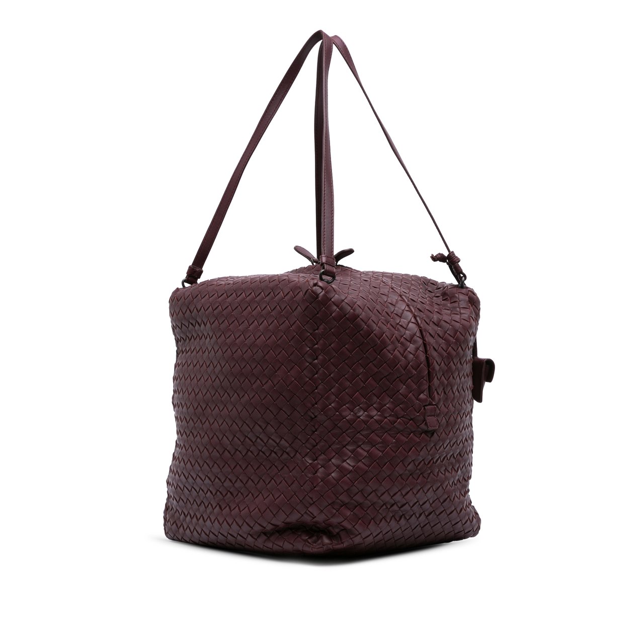 Bottega Veneta Nappa Intrecciato Shoulder Bag Rood