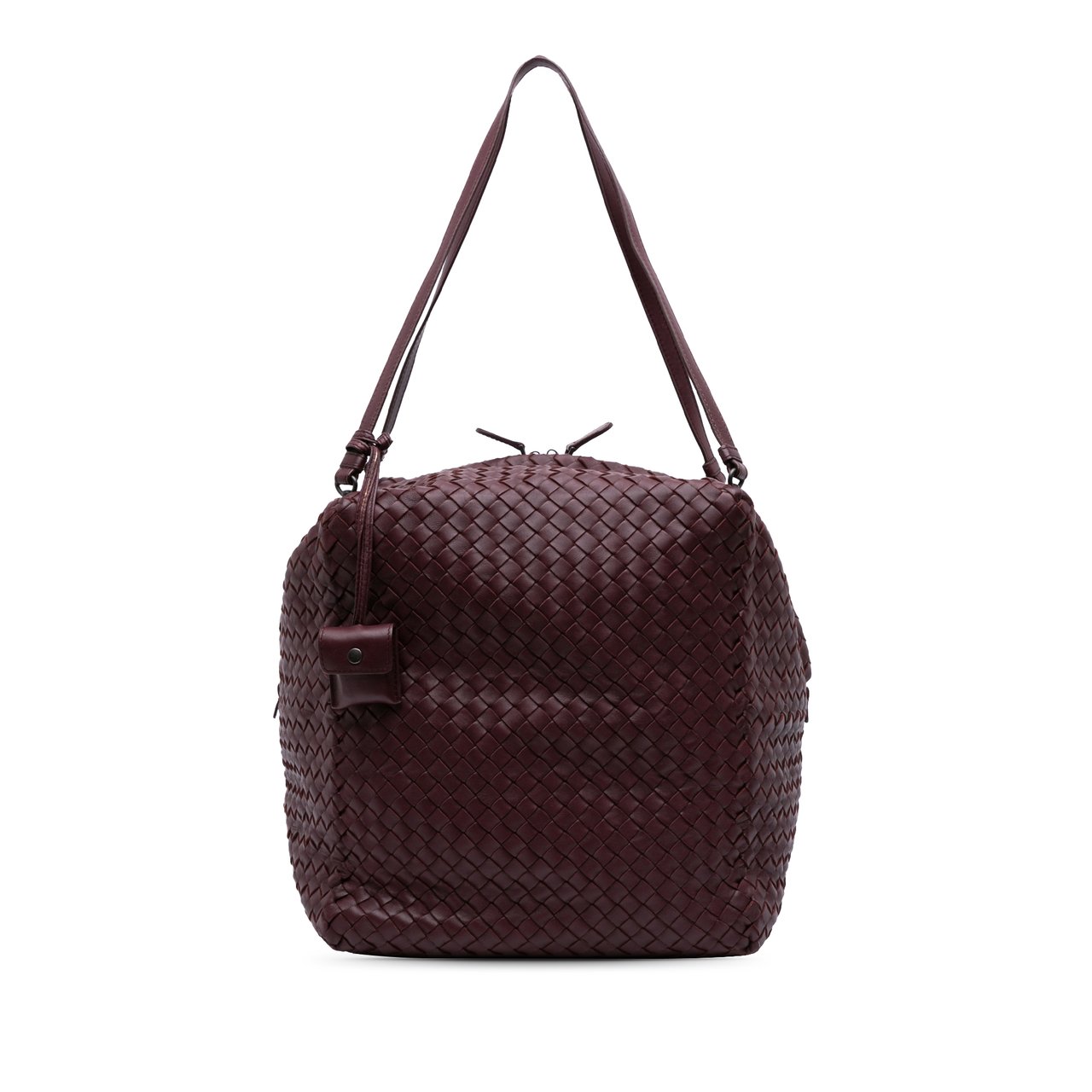 Bottega Veneta Nappa Intrecciato Shoulder Bag Rood