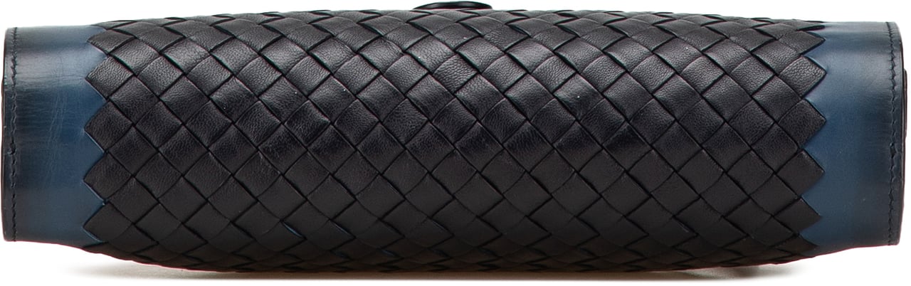 Bottega Veneta Intrecciato Trimmed Nappa Wristlet Clutch Blauw