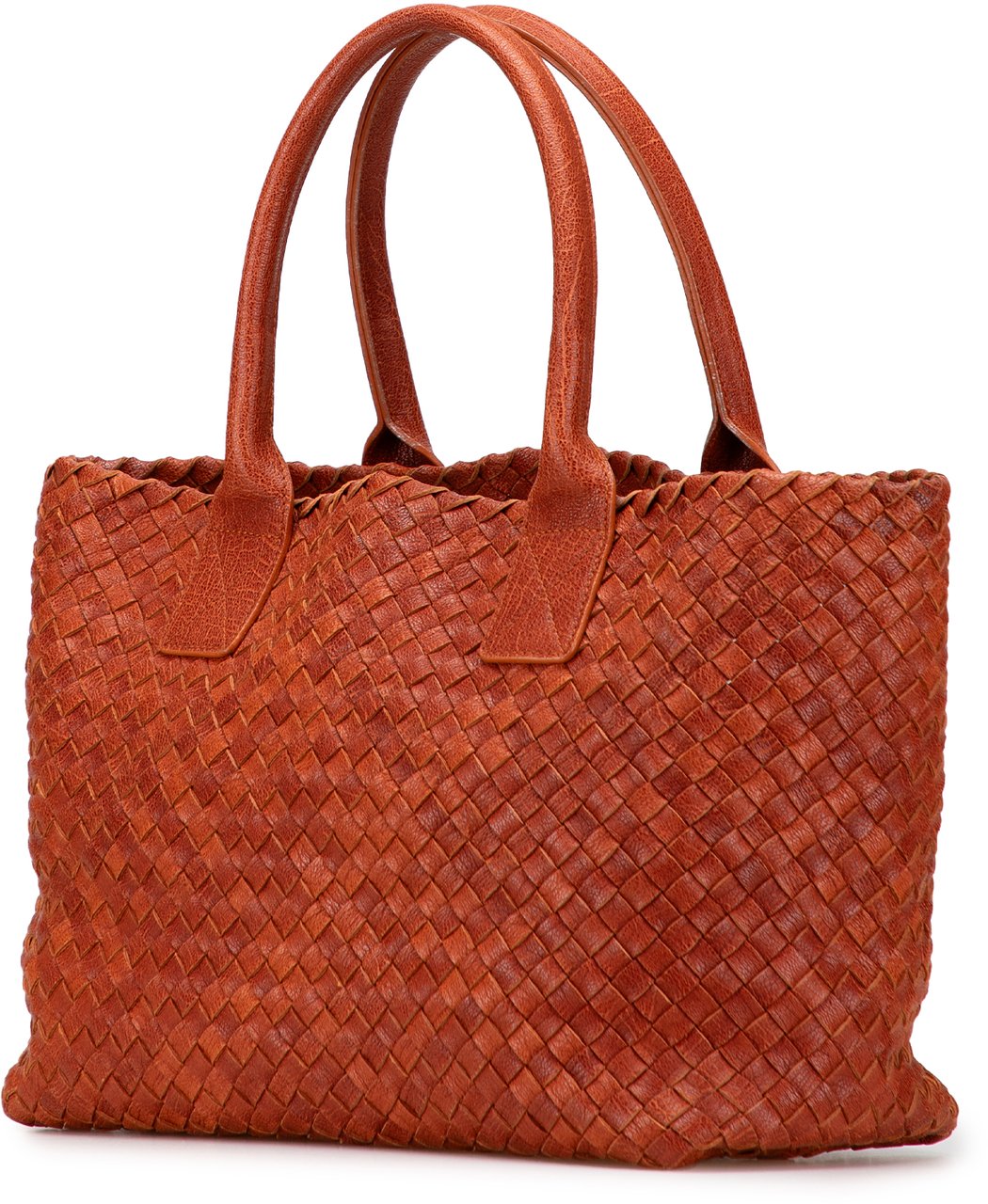 Bottega Veneta Small Lambskin Intreccio Cabat Tote Bruin