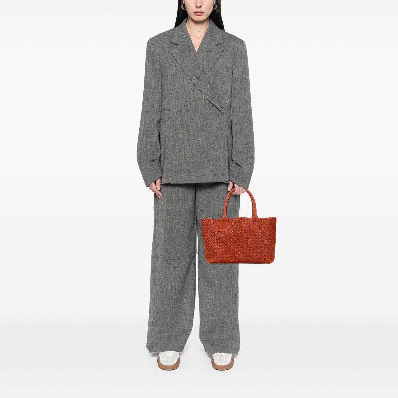 Bottega Veneta Small Lambskin Intreccio Cabat Tote Bruin