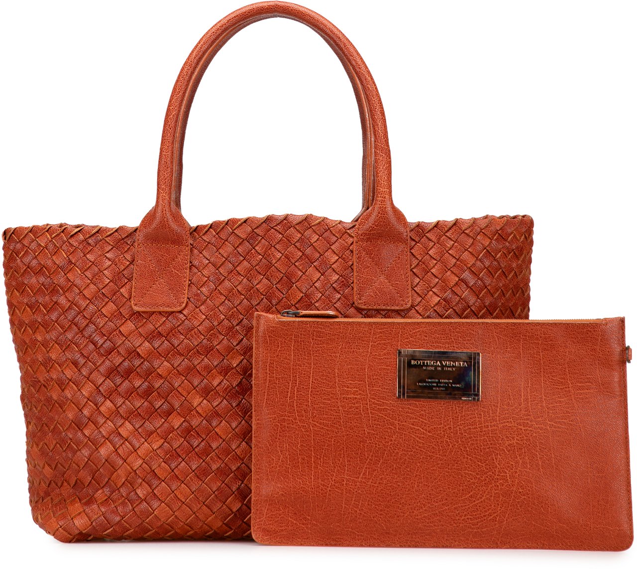 Bottega Veneta Small Lambskin Intreccio Cabat Tote Bruin