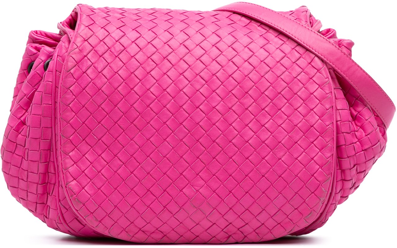 Bottega Veneta Nappa Intrecciato Flap Crossbody Roze