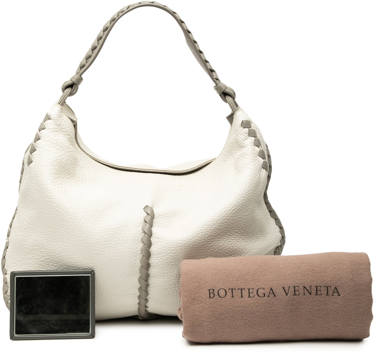 Bottega Veneta Large Washed Cervo Deerskin Hobo Wit