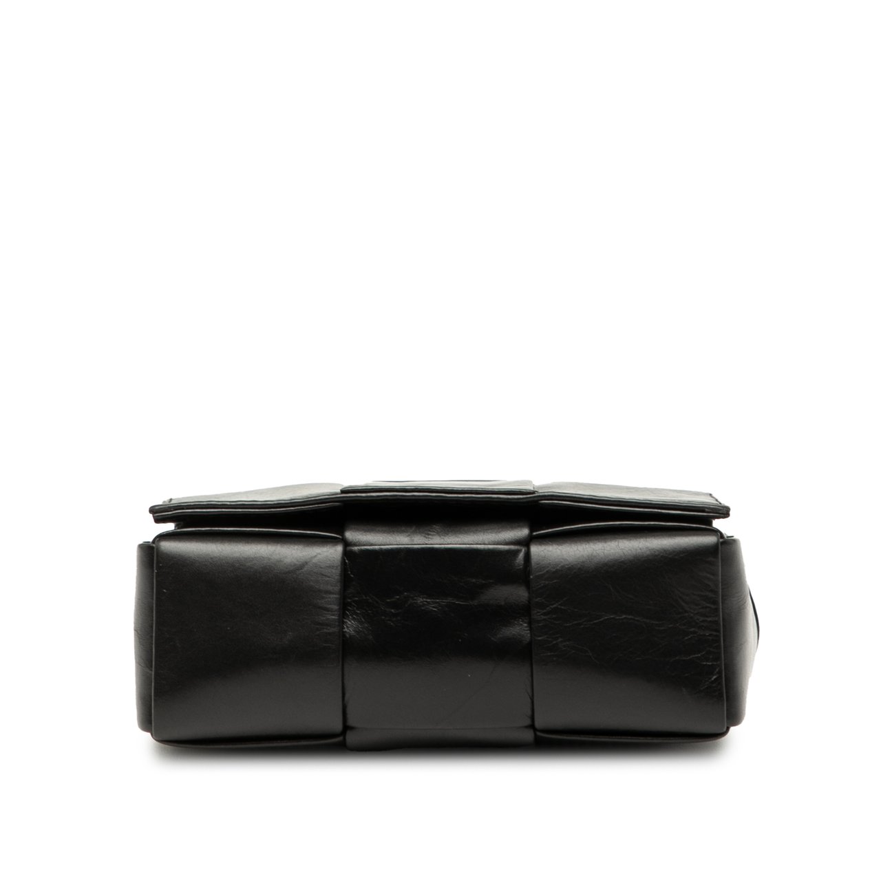 Bottega Veneta Candy Paper Calfskin Intrecciato Cassette Crossbody Zwart