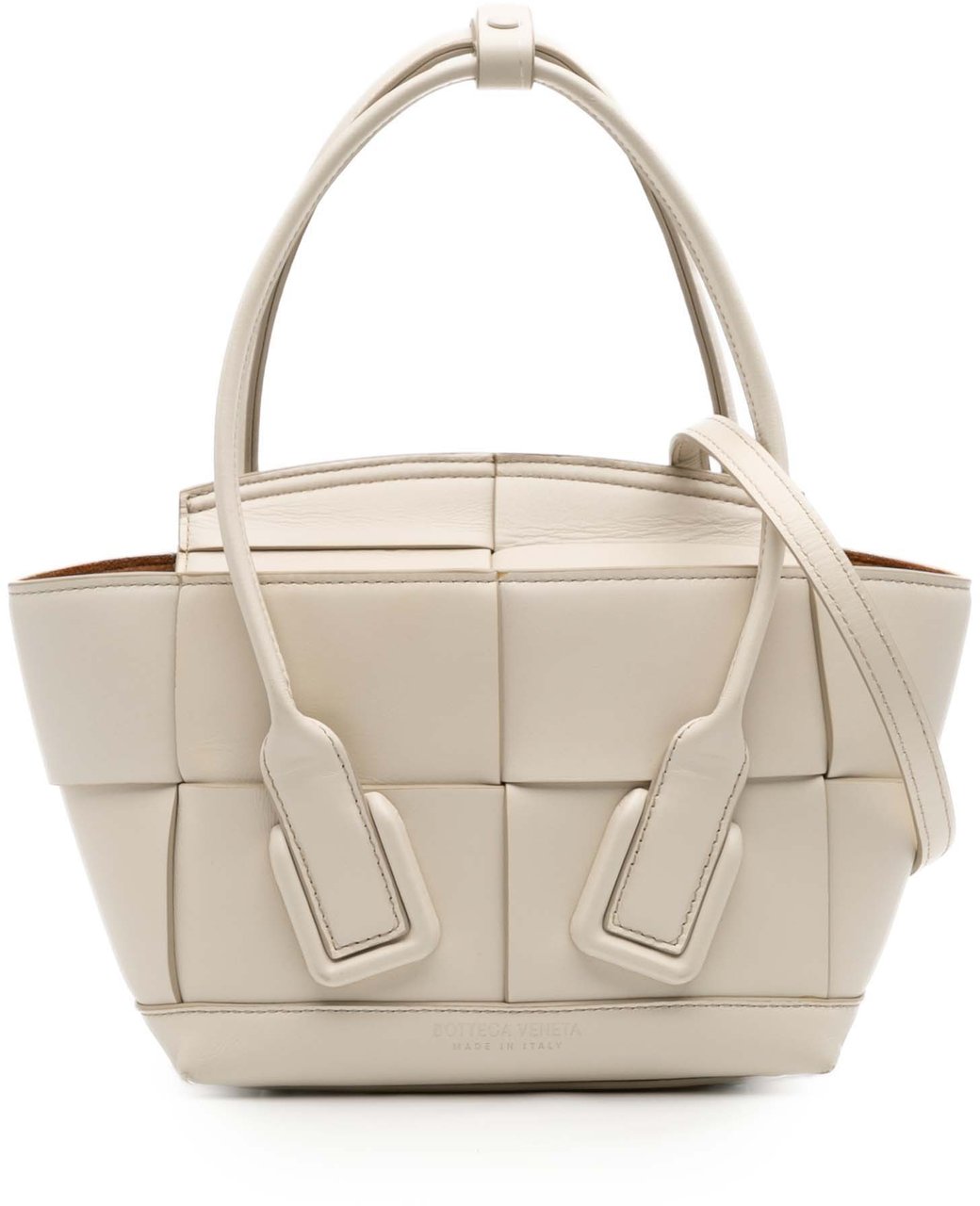 Bottega Veneta Mini Calfskin Maxi Intrecciato Arco Satchel Wit