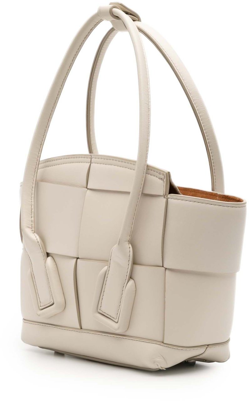 Bottega Veneta Mini Calfskin Maxi Intrecciato Arco Satchel Wit