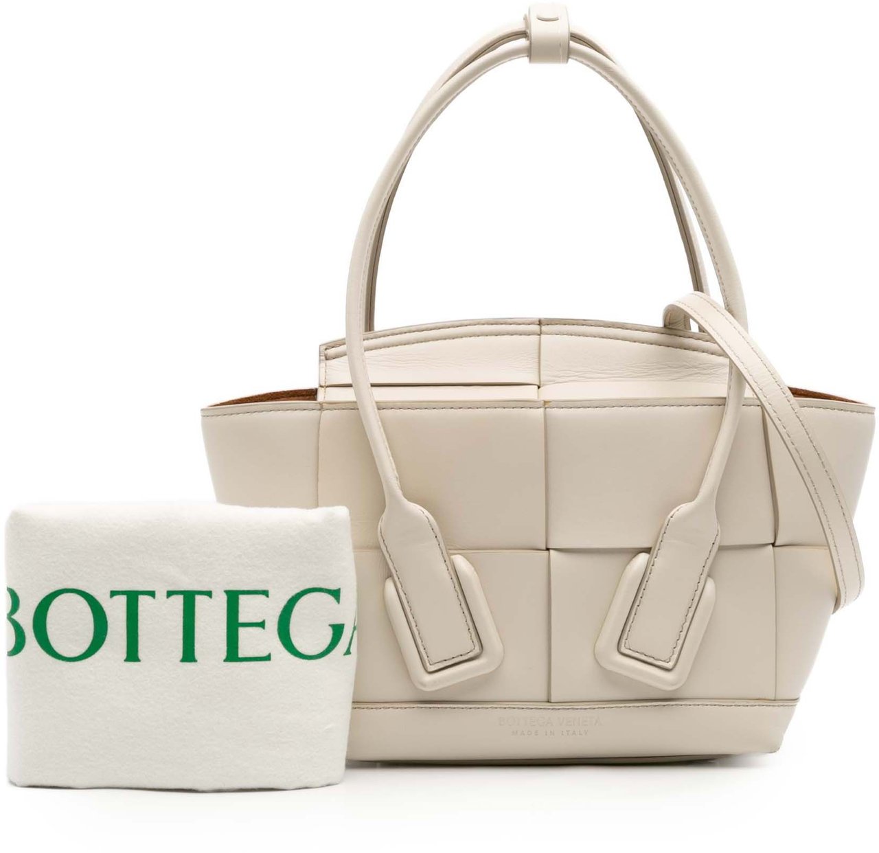 Bottega Veneta Mini Calfskin Maxi Intrecciato Arco Satchel Wit