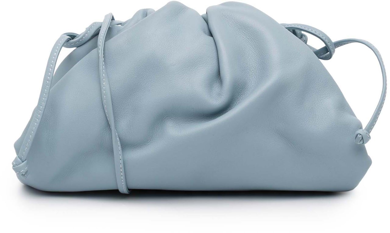 Bottega Veneta Lambskin The Mini Pouch Crossbody Blauw
