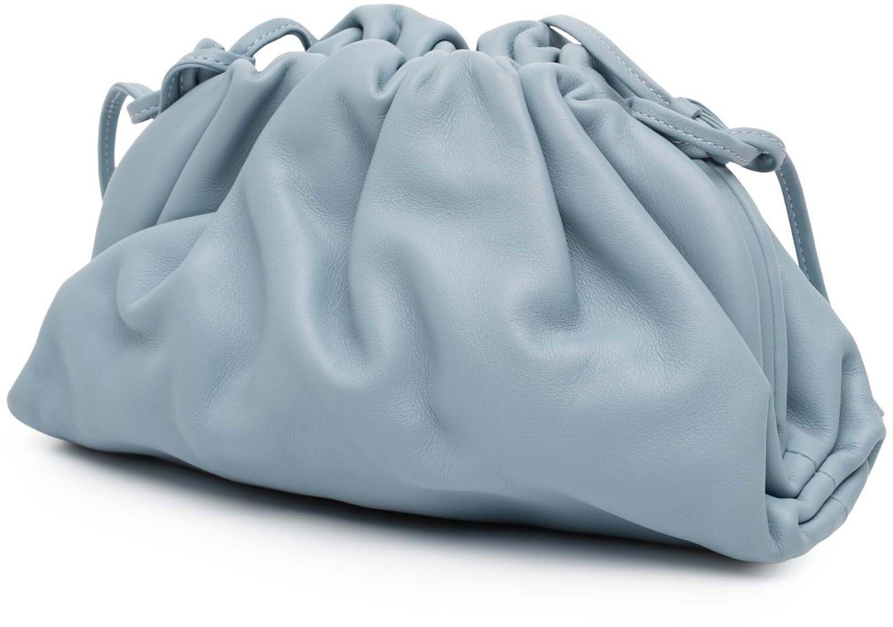 Bottega Veneta Lambskin The Mini Pouch Crossbody Blauw