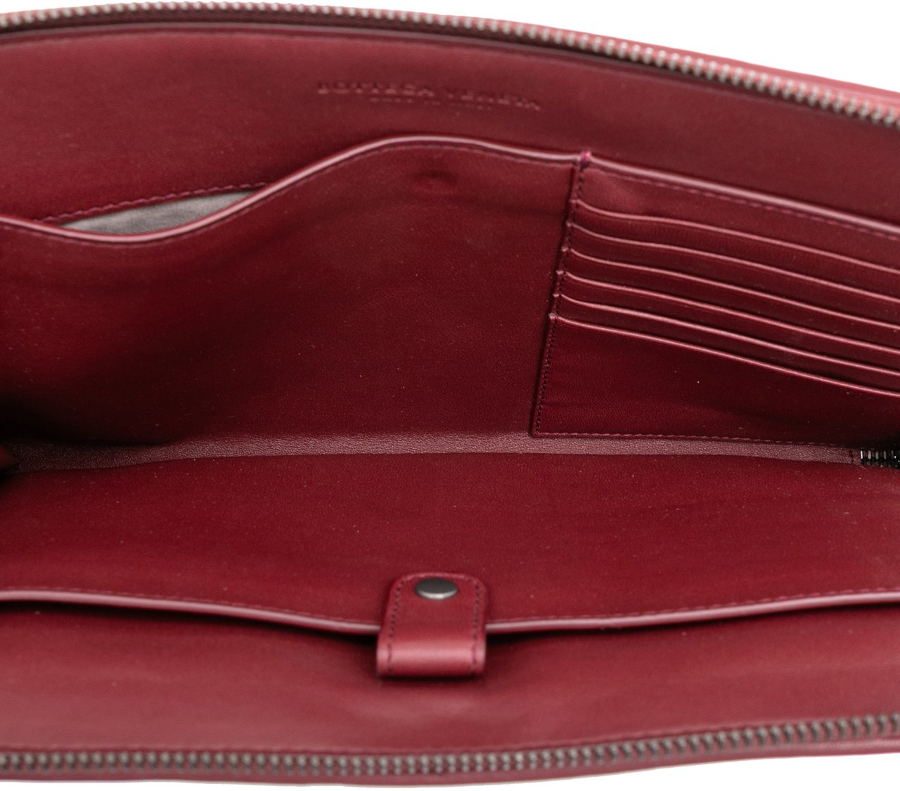 Bottega Veneta Calfskin Intrecciato Dot Document Case Rood