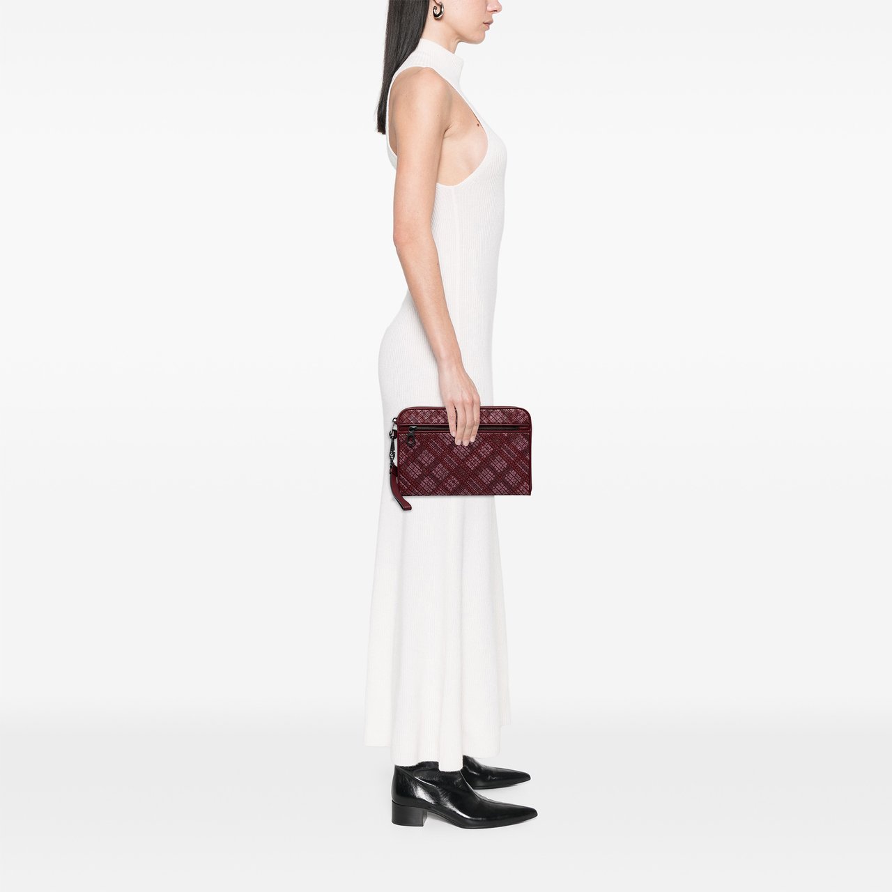Bottega Veneta Calfskin Intrecciato Dot Document Case Rood
