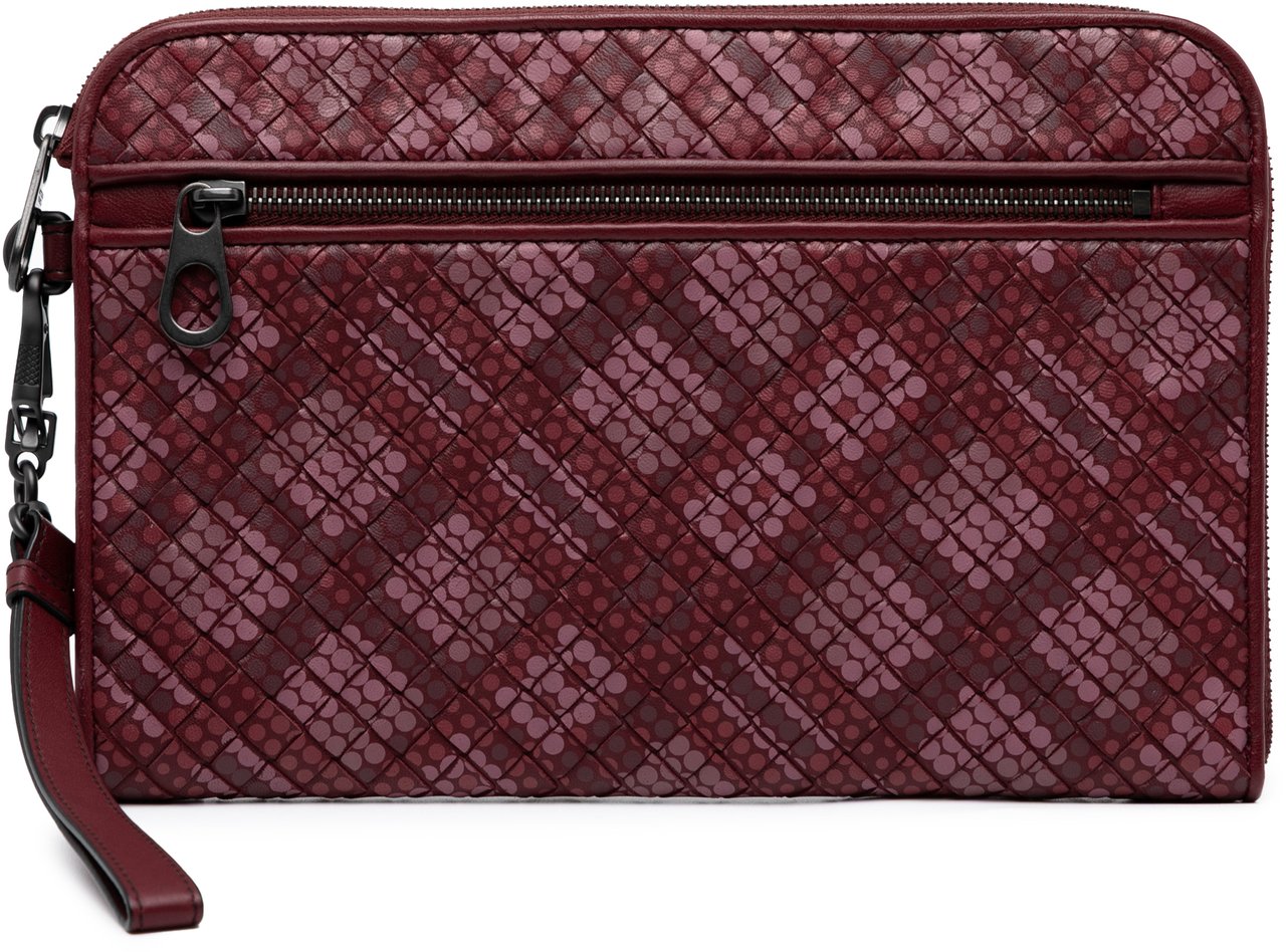 Bottega Veneta Calfskin Intrecciato Dot Document Case Rood