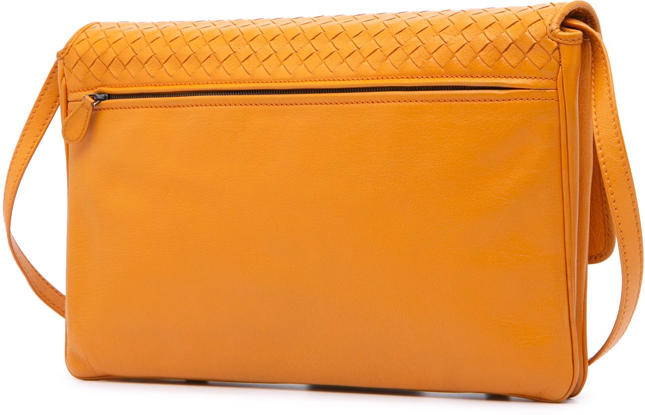 Bottega Veneta Nappa Intrecciato Flap Shoulder Bag Oranje
