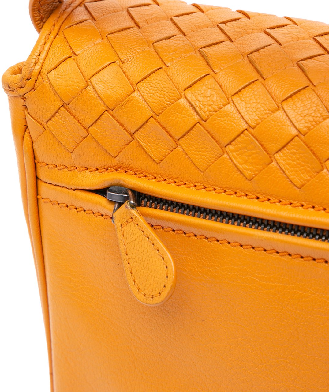 Bottega Veneta Nappa Intrecciato Flap Shoulder Bag Oranje