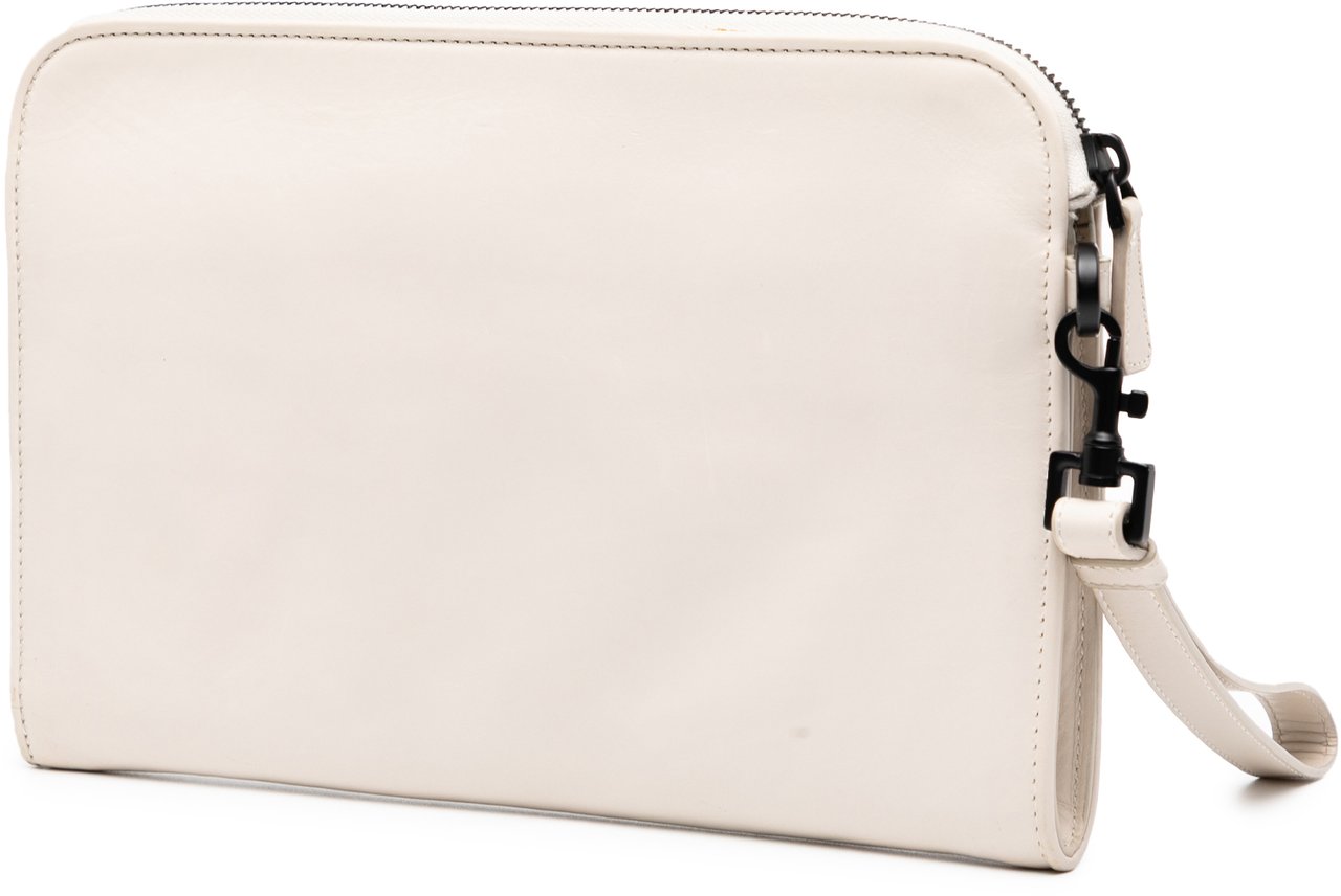 Bottega Veneta Perforated Calfskin Leggero Clutch Wit
