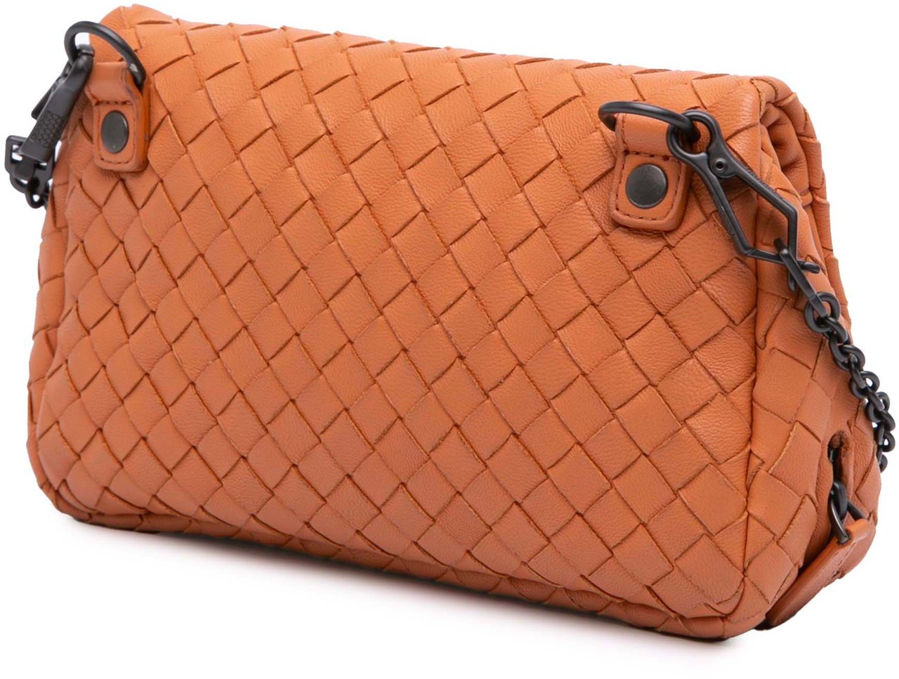Bottega Veneta Mini Nappa Intrecciato Expandable Chain Crossbody Oranje