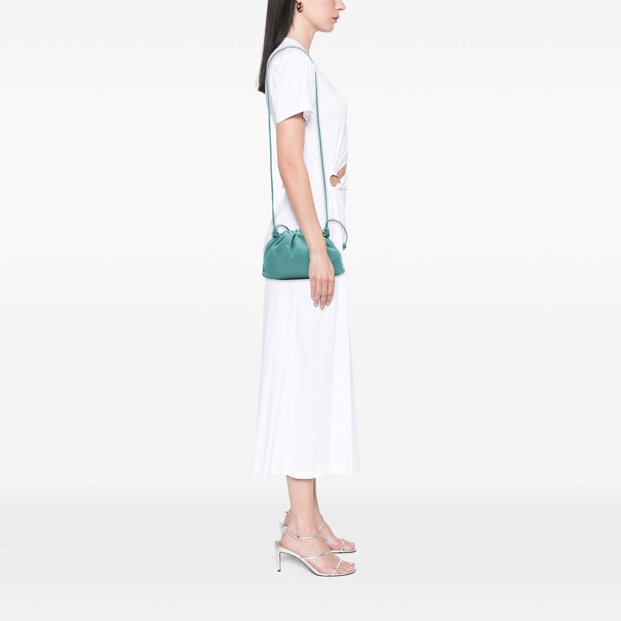 Bottega Veneta Lambskin The Mini Pouch Crossbody Blauw