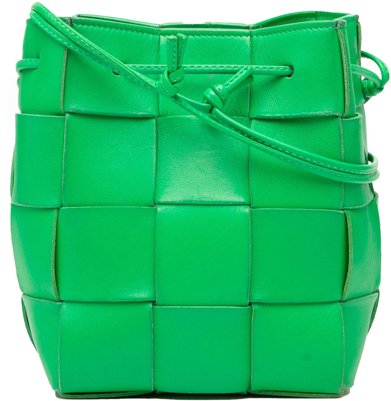 Bottega Veneta Small Nappa Maxi Intrecciato Cassette Bucket Bag Groen