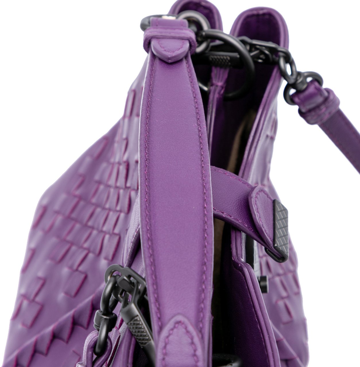 Bottega Veneta Nappa Intrecciato Napoli Satchel Paars