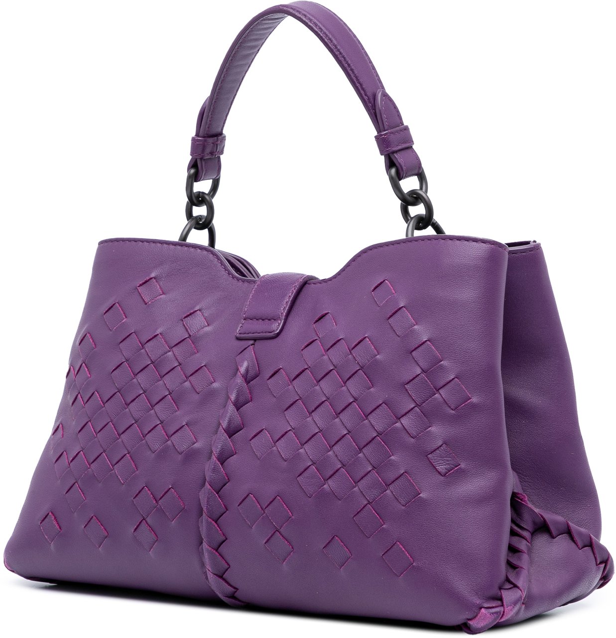 Bottega Veneta Nappa Intrecciato Napoli Satchel Paars