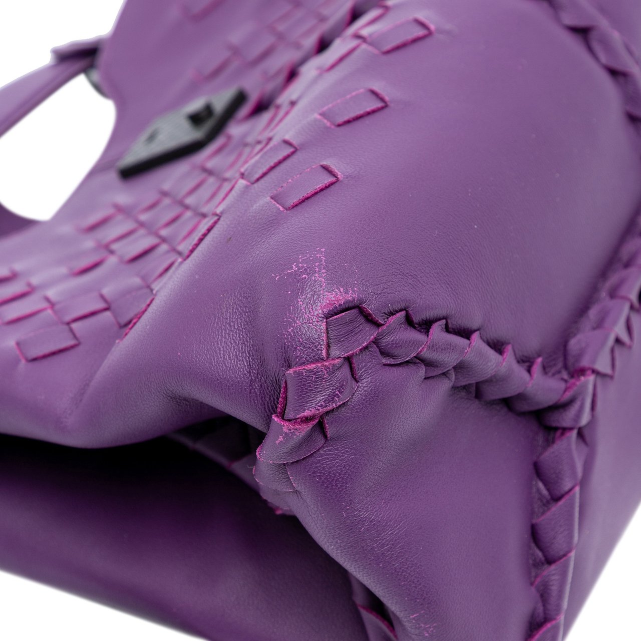 Bottega Veneta Nappa Intrecciato Napoli Satchel Paars