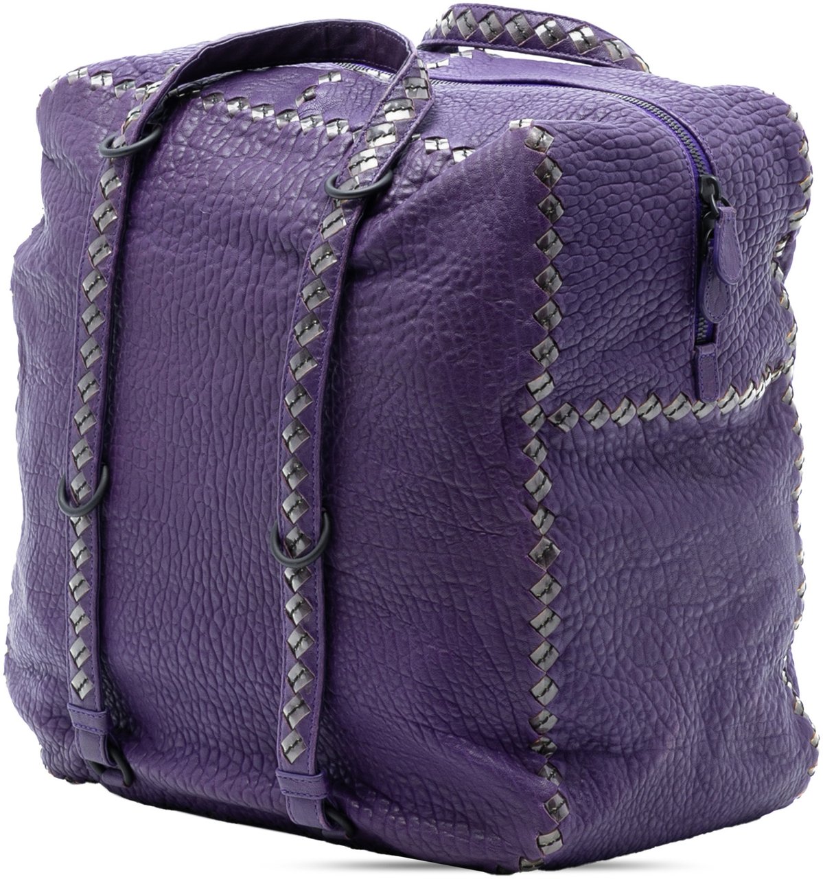 Bottega Veneta Intrecciato Trimmed Leather Handbag Paars