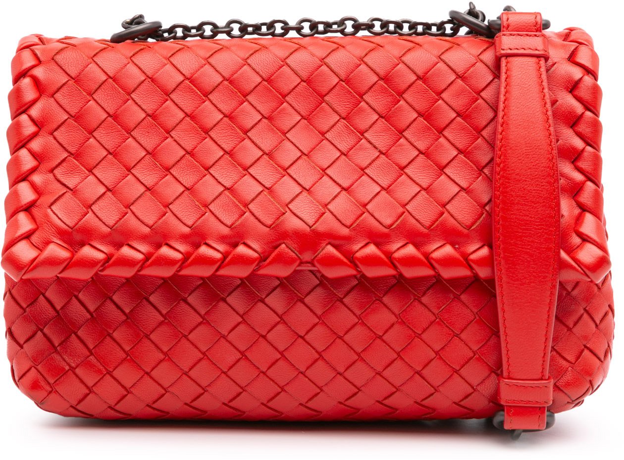 Bottega Veneta Baby Nappa Intrecciato Olimpia Crossbody Rood