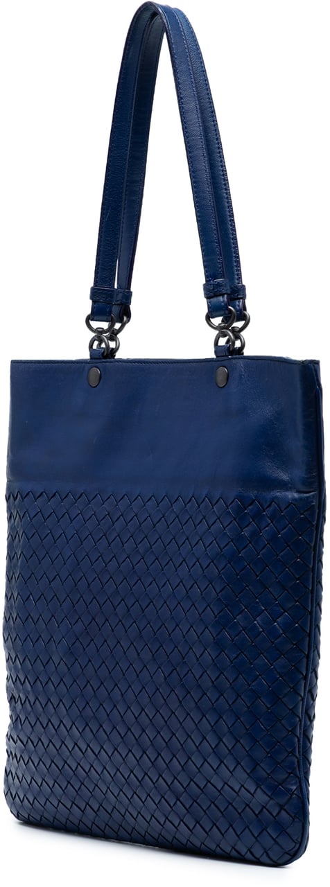 Bottega Veneta Nappa Intrecciato Flat Tote Blauw