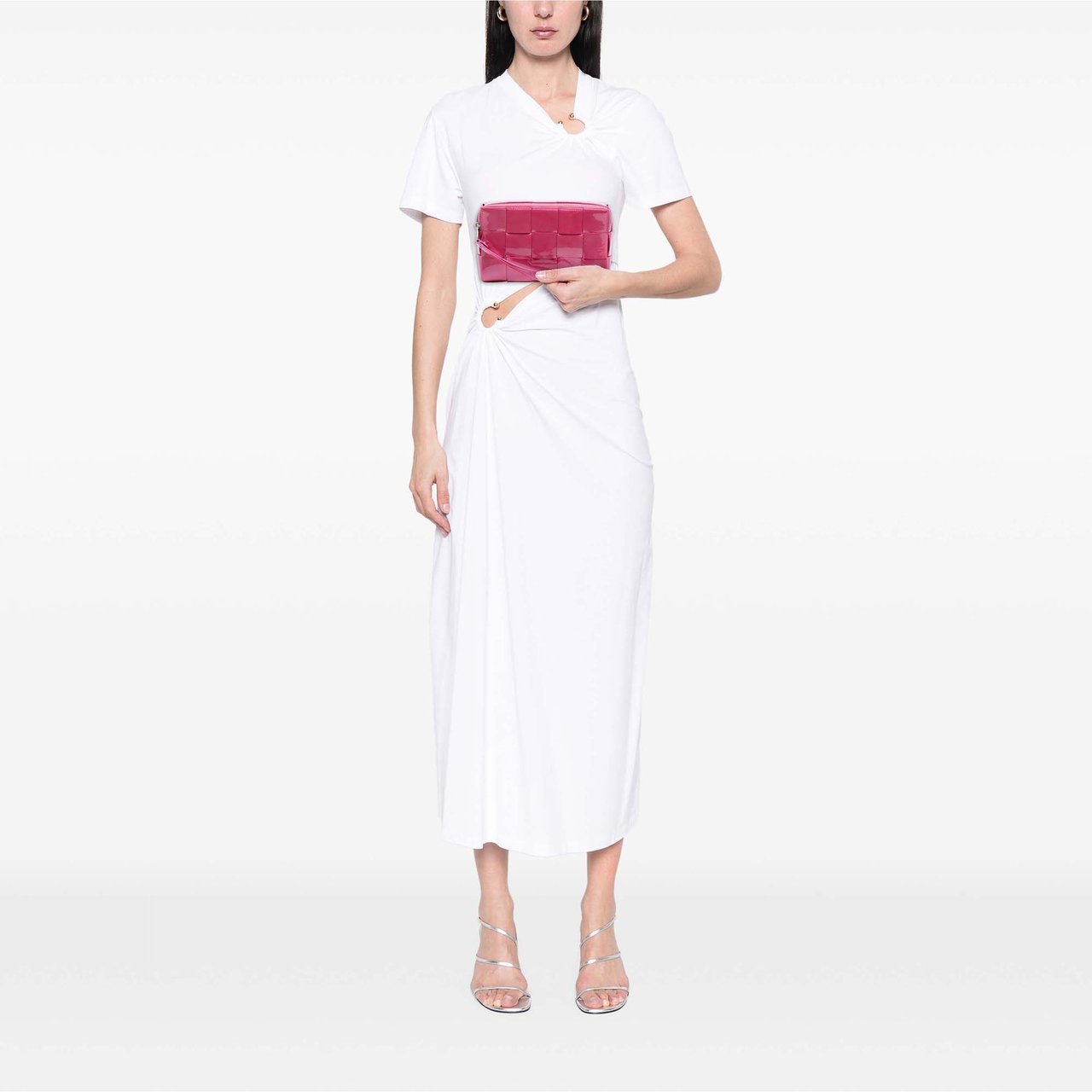 Bottega Veneta Patent Intrecciato Cassette Clutch Roze