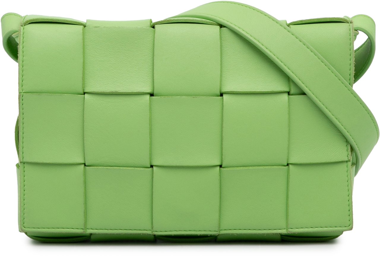 Bottega Veneta Nappa Intrecciato Cassette Crossbody Groen