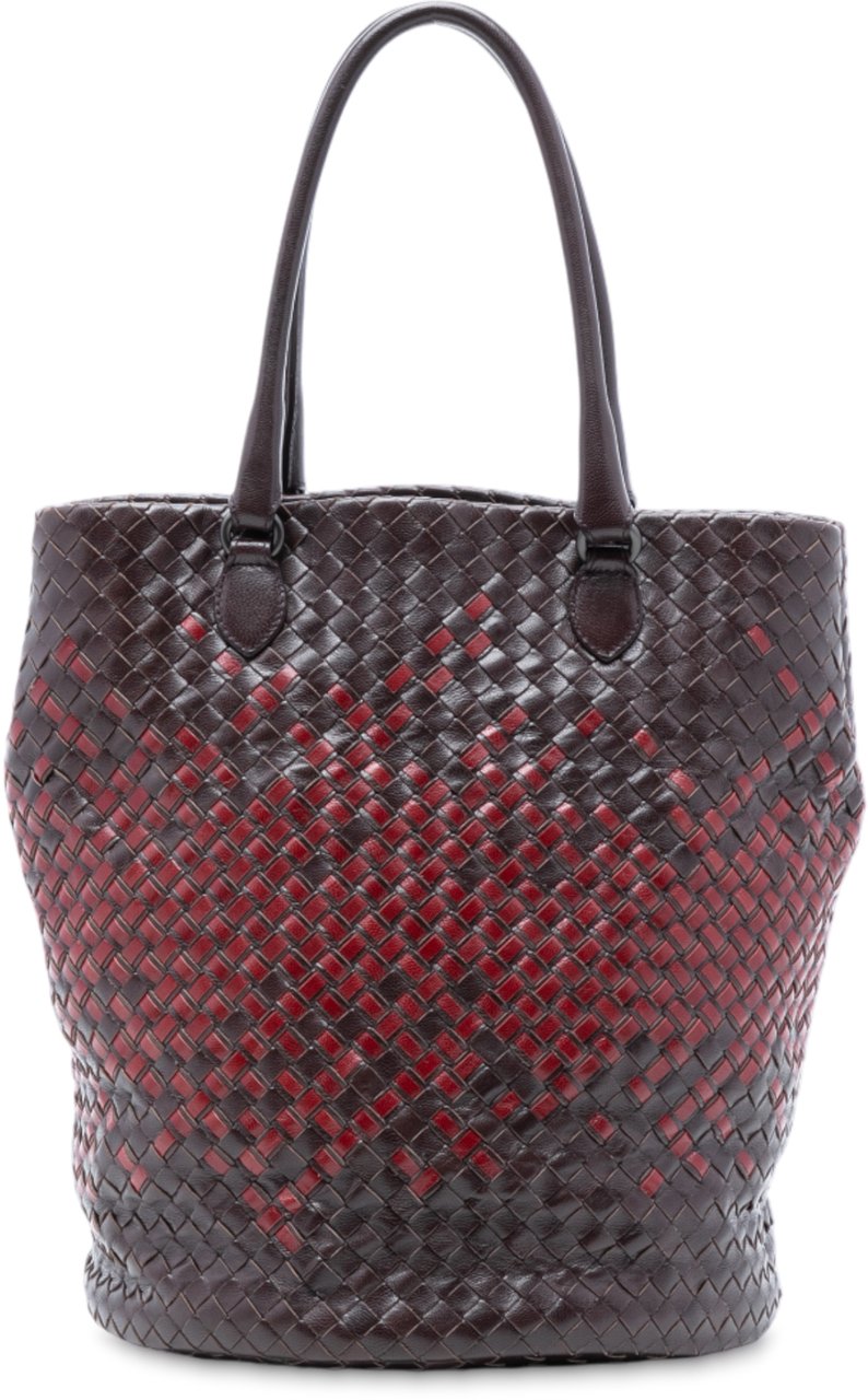Bottega Veneta Bicolor Nappa Intrecciato Bucket Bag Bruin