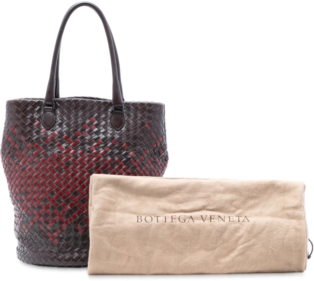 Bottega Veneta Bicolor Nappa Intrecciato Bucket Bag Bruin