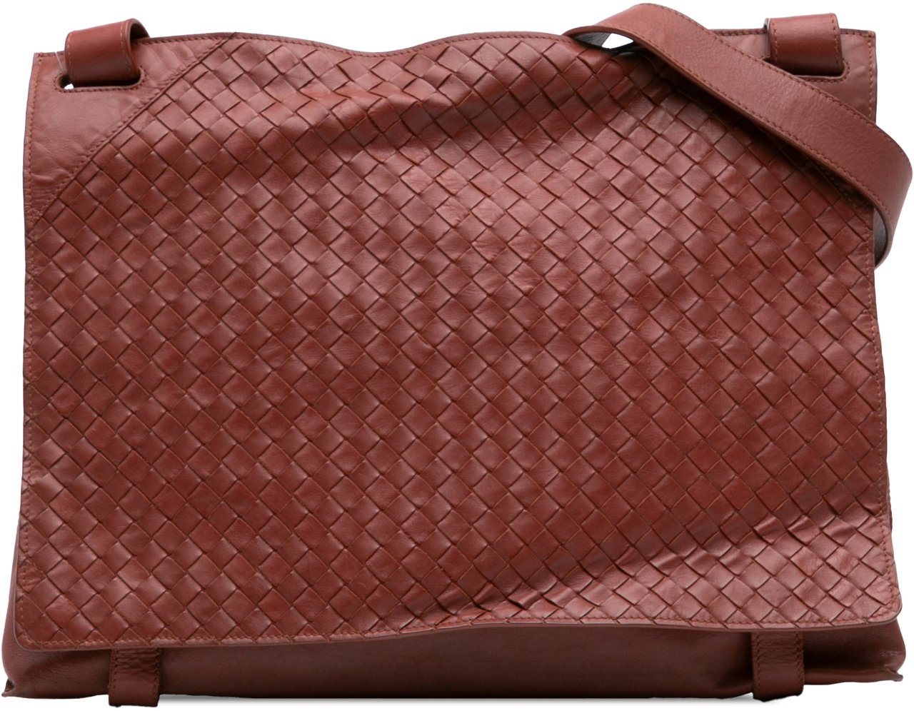 Bottega Veneta Nappa Intrecciato Flap Crossbody Rood