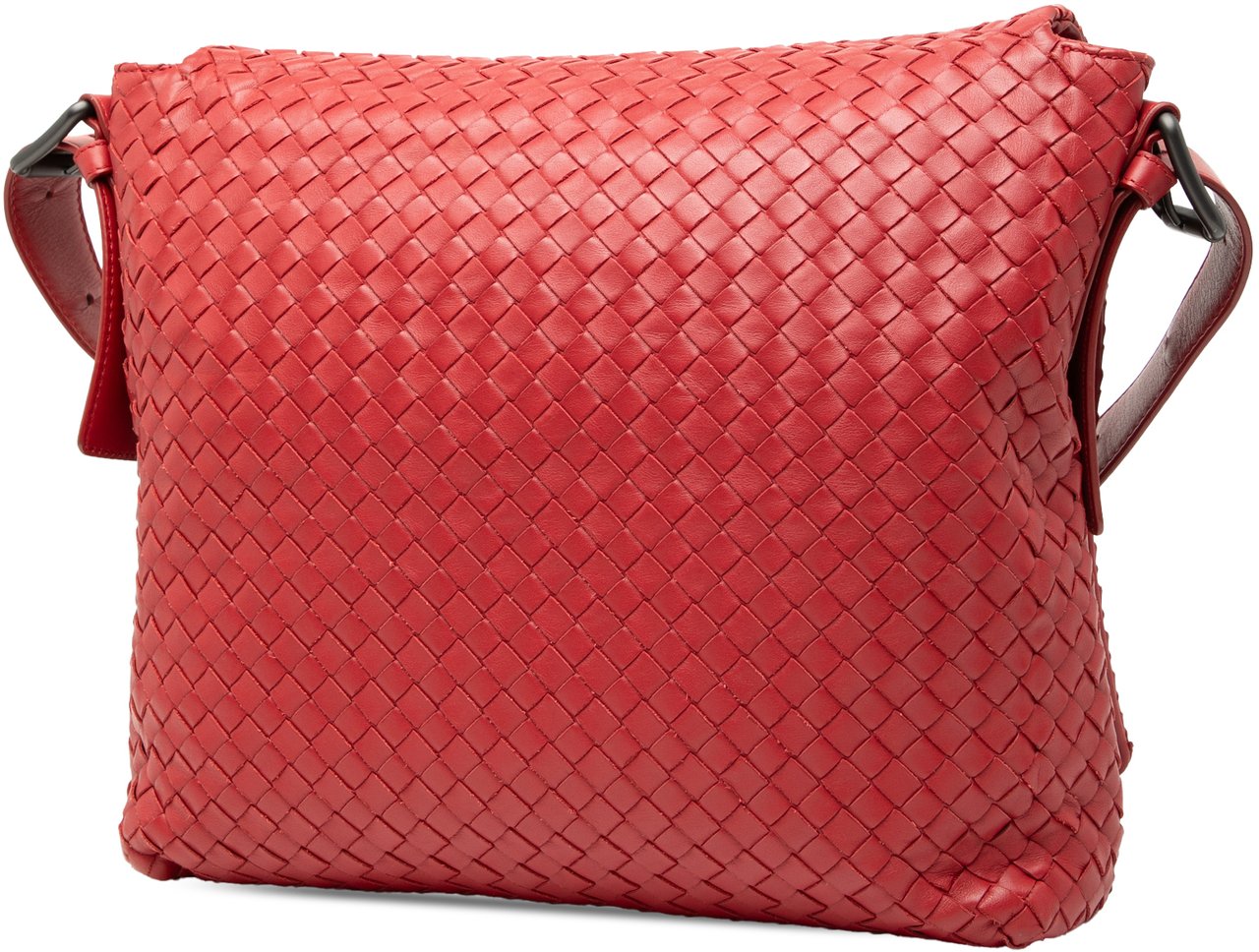 Bottega Veneta Nappa Intrecciato Flap Crossbody Rood