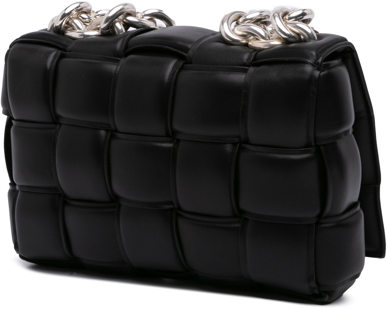 Bottega Veneta Nappa Intrecciato Padded Chain Cassette Satchel Zwart