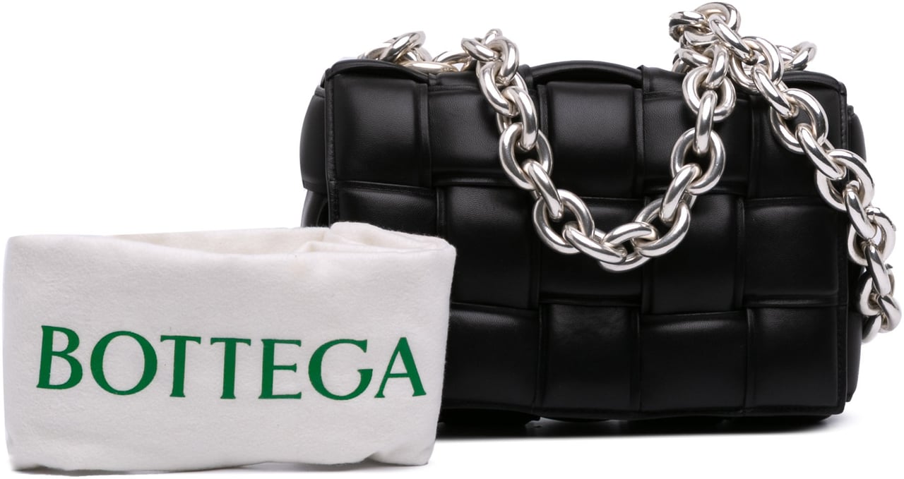Bottega Veneta Nappa Intrecciato Padded Chain Cassette Satchel Zwart