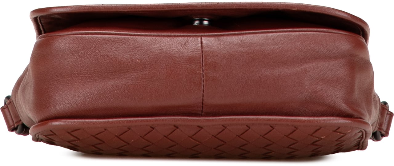 Bottega Veneta Nappa Intrecciato Flap Crossbody Rood