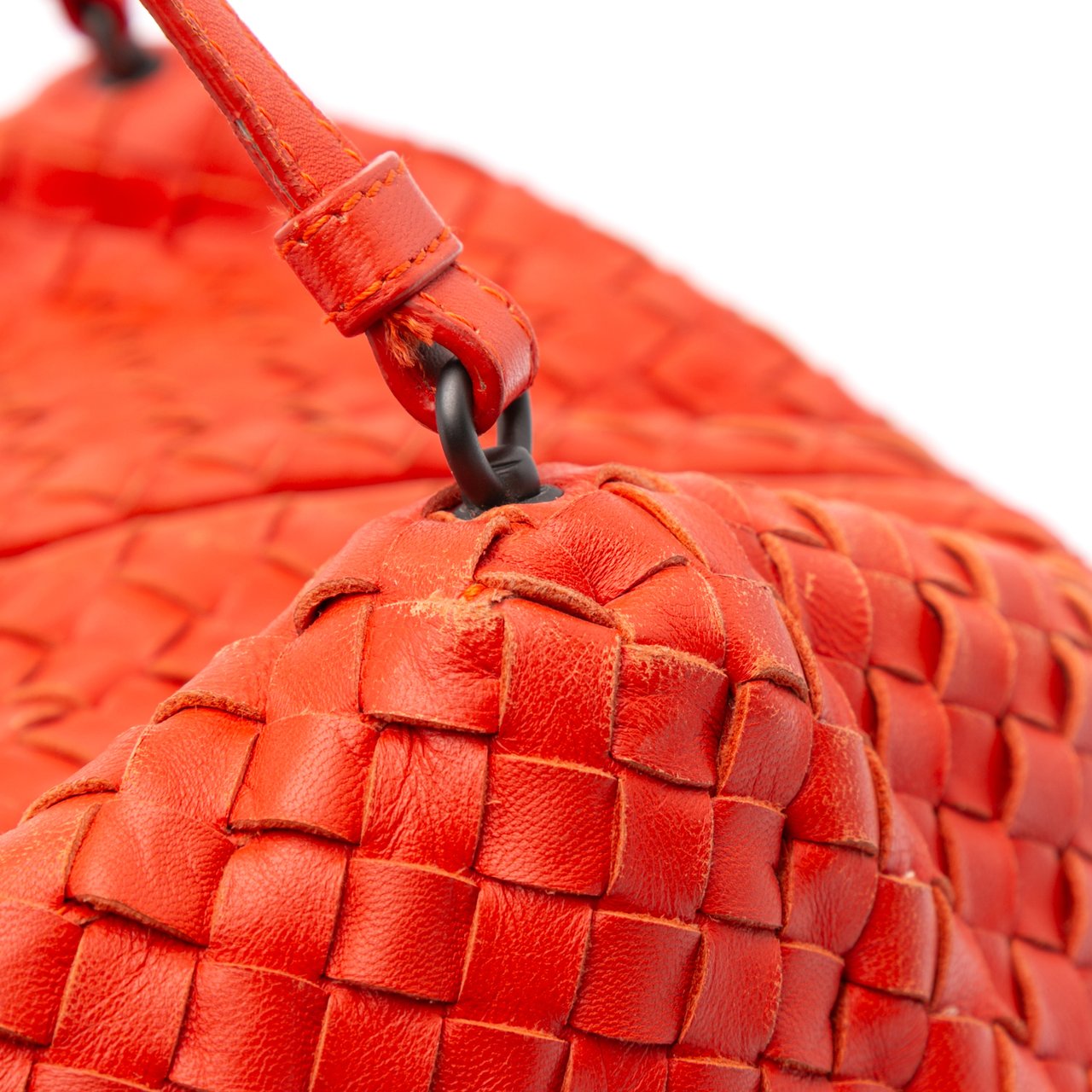 Bottega Veneta Nappa Intrecciato Cube Shoulder Bag Rood