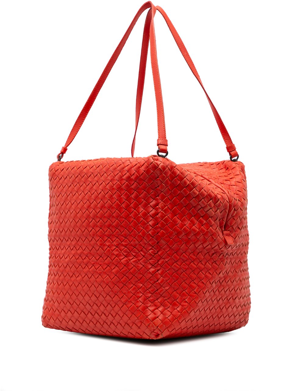 Bottega Veneta Nappa Intrecciato Cube Shoulder Bag Rood