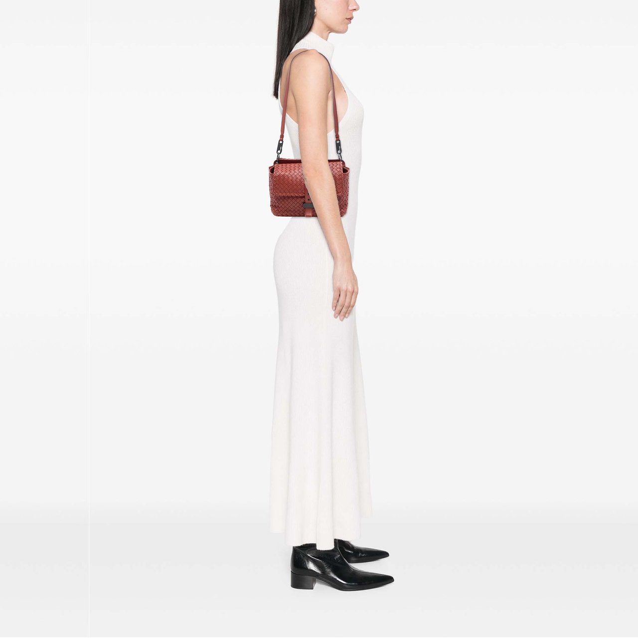 Bottega Veneta Nappa Intrecciato Double Sided Flap Messenger Bag Rood