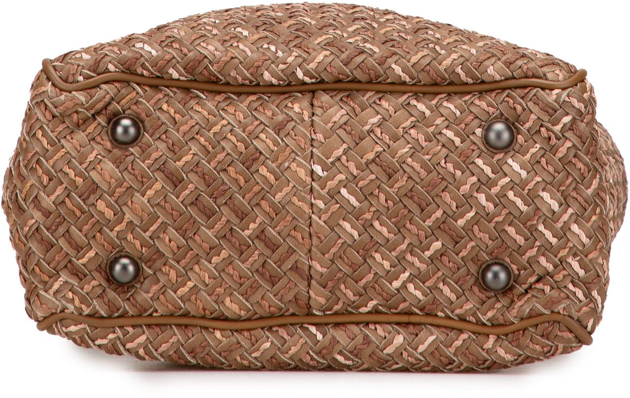 Bottega Veneta Calfskin Intrecciato Paglia Tote Bruin