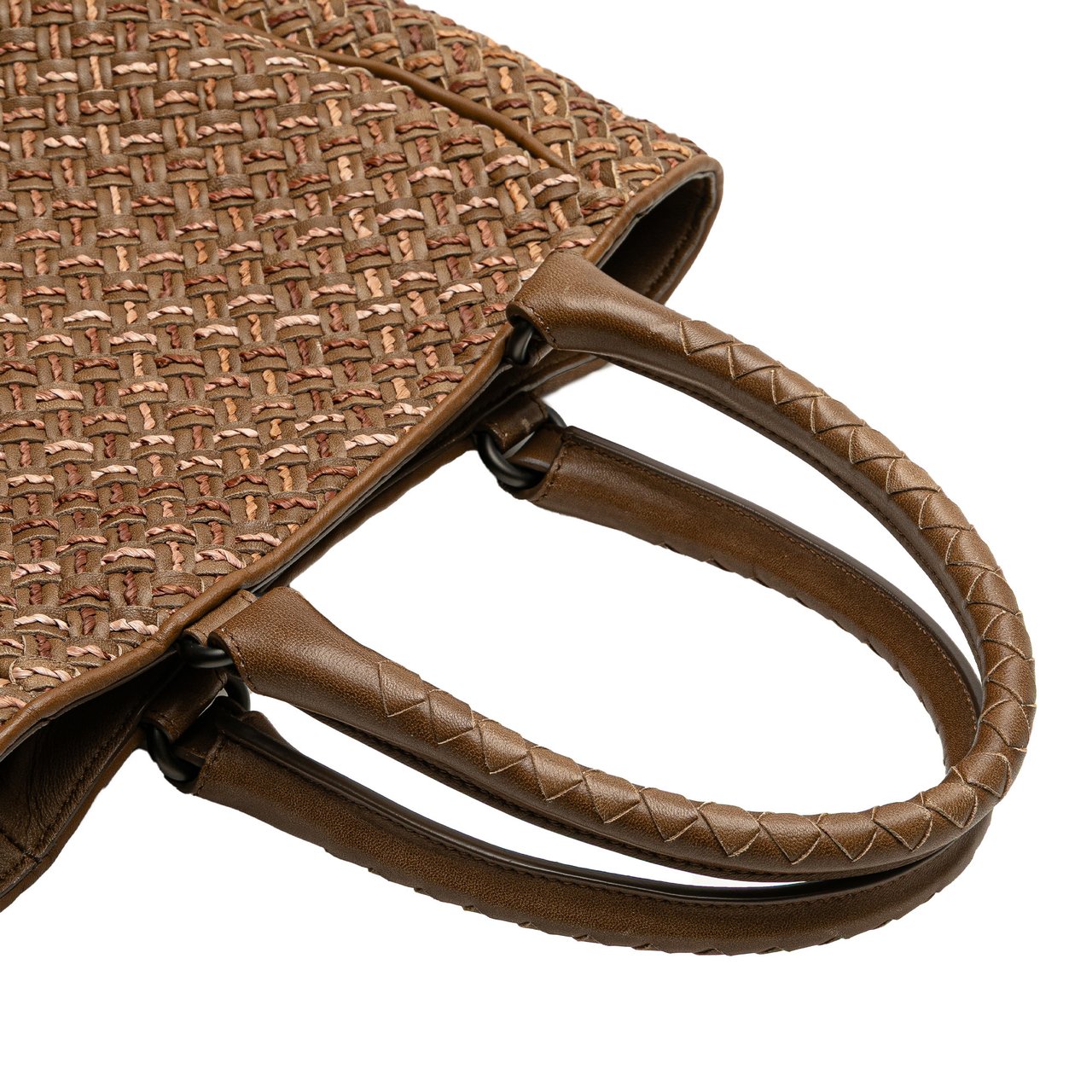 Bottega Veneta Calfskin Intrecciato Paglia Tote Bruin