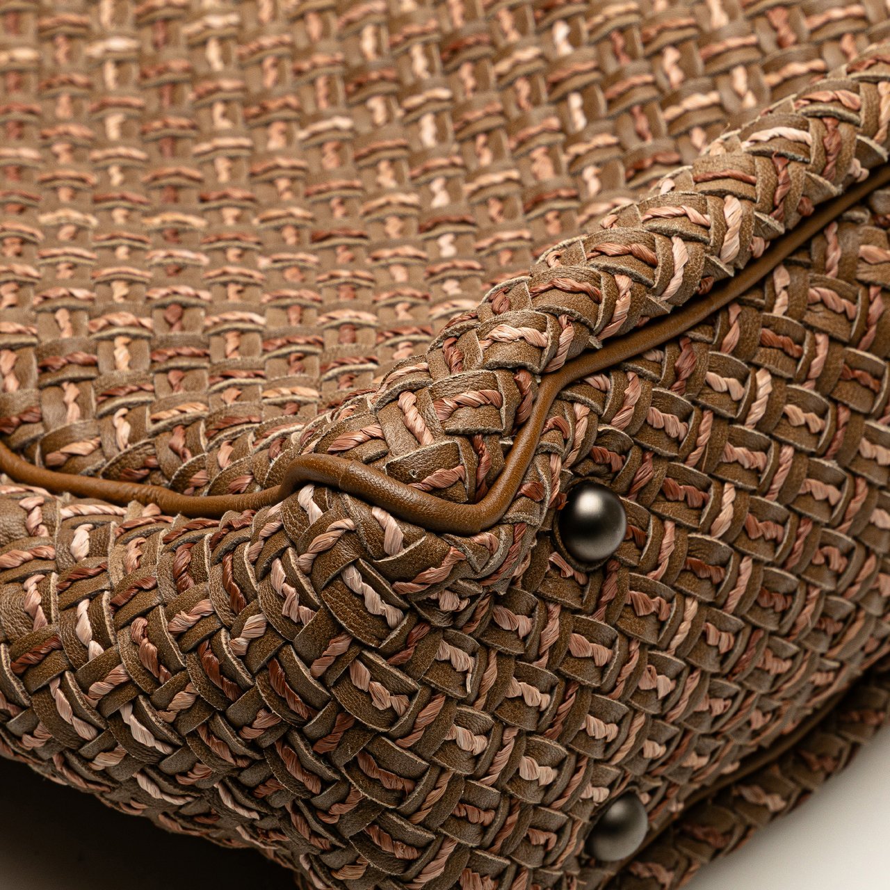 Bottega Veneta Calfskin Intrecciato Paglia Tote Bruin