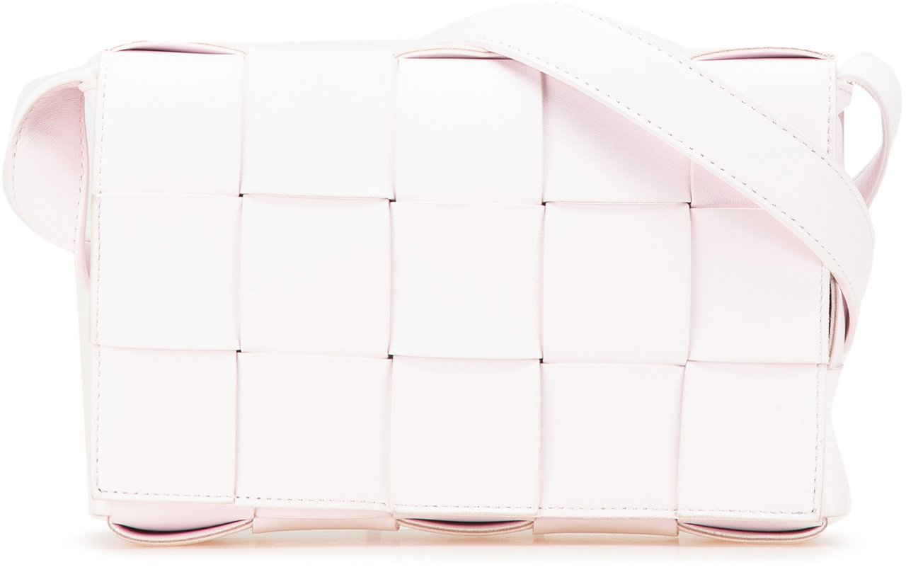 Bottega Veneta Nappa Intrecciato Cassette Crossbody Roze