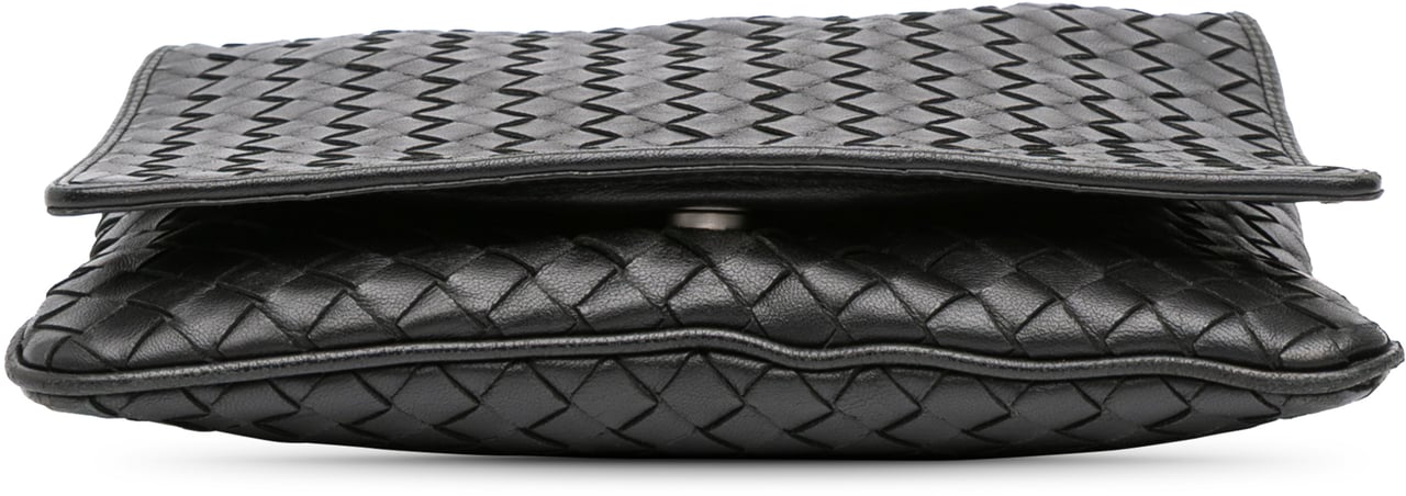 Bottega Veneta Nappa Intrecciato Flap Crossbody Zwart